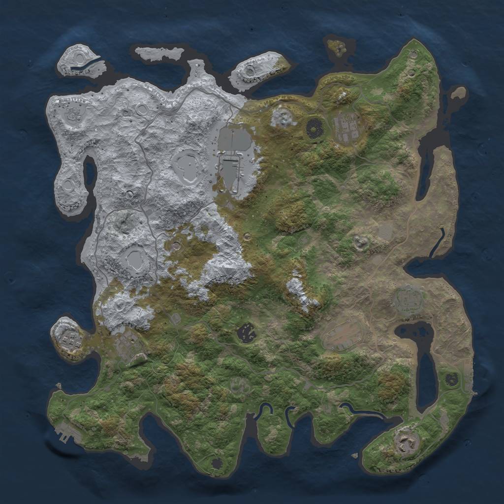 Rust Map: Procedural Map, Size: 4000, Seed: 220975, 15 Monuments