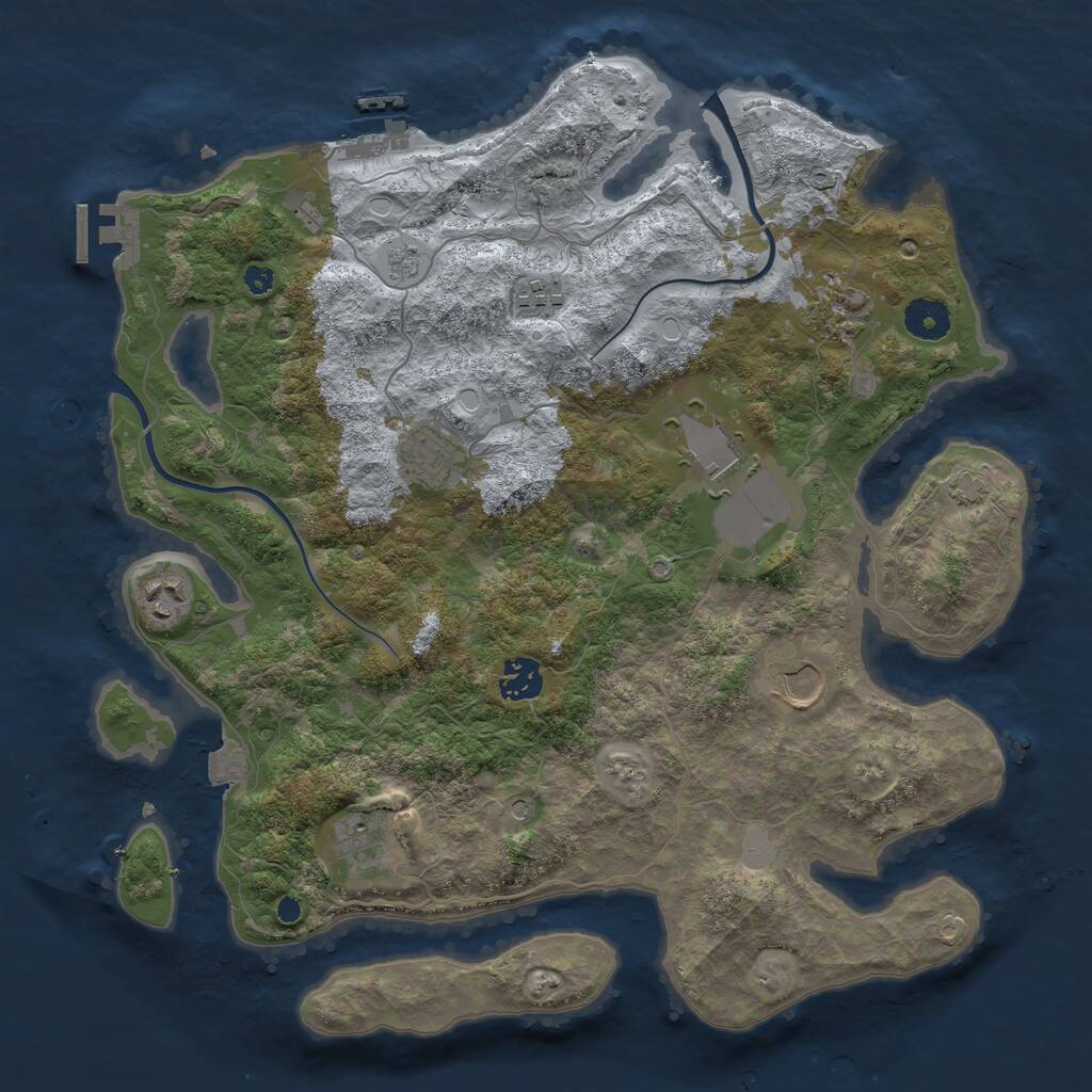 Rust Map: Procedural Map, Size: 3700, Seed: 1861158875, 14 Monuments