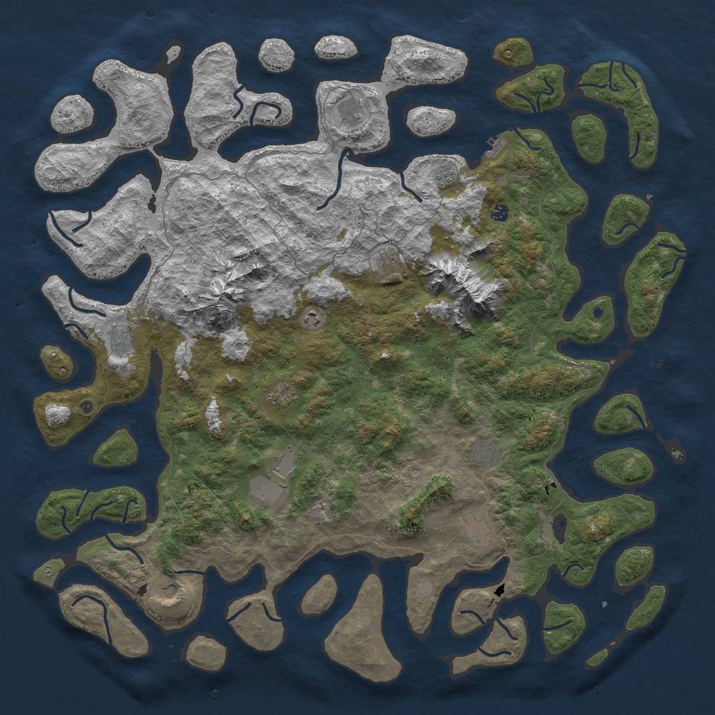 Rust Map: Procedural Map, Size: 6000, Seed: 4128567, 18 Monuments