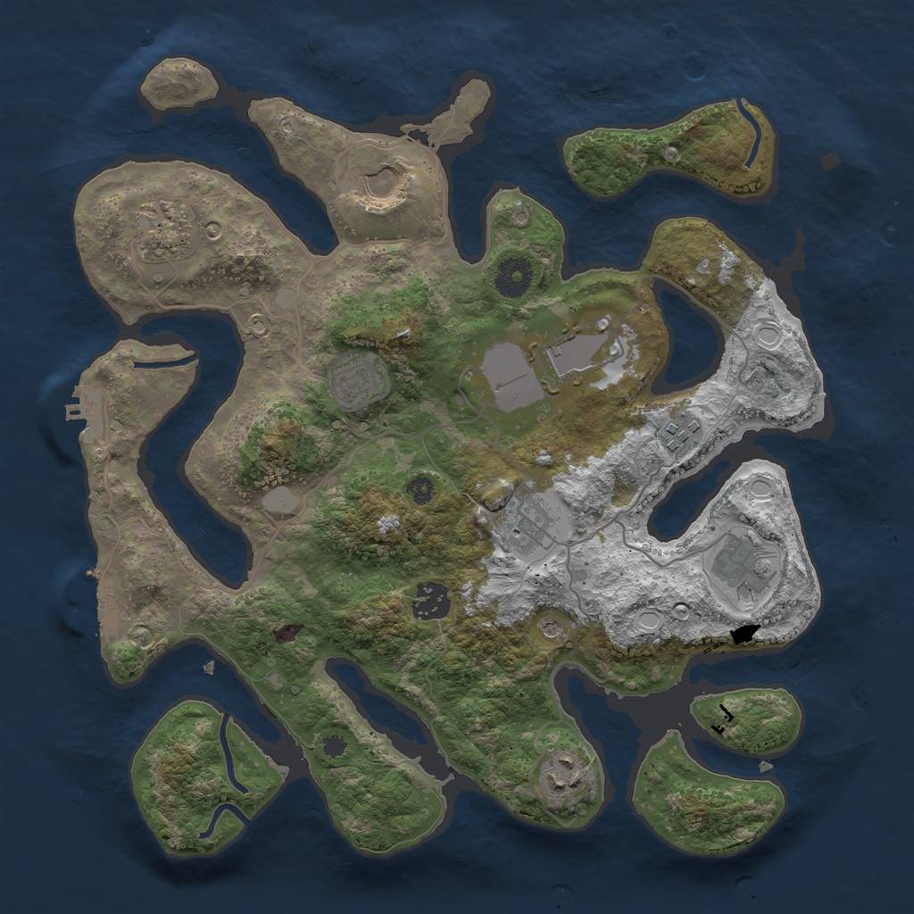 Rust Map: Procedural Map, Size: 3500, Seed: 33231410, 17 Monuments
