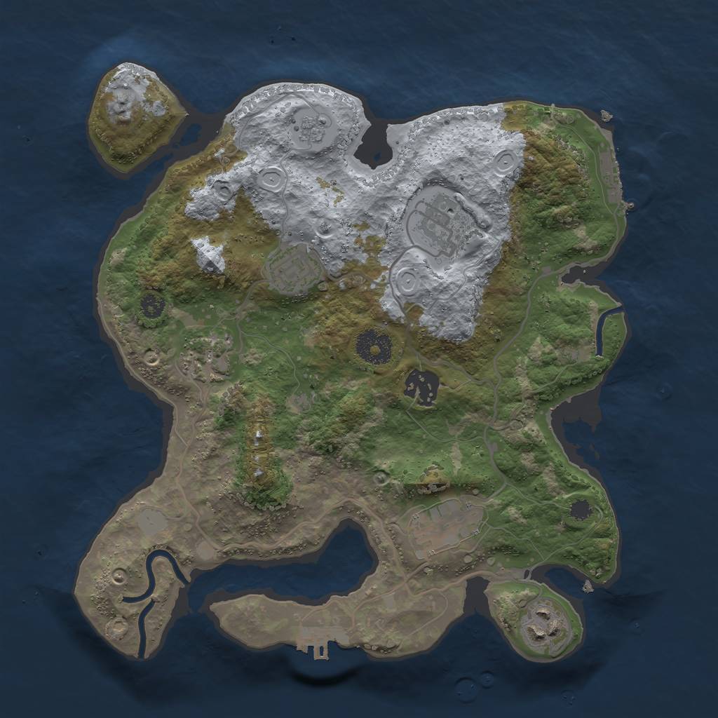 Rust Map: Procedural Map, Size: 3000, Seed: 1273231515, 12 Monuments