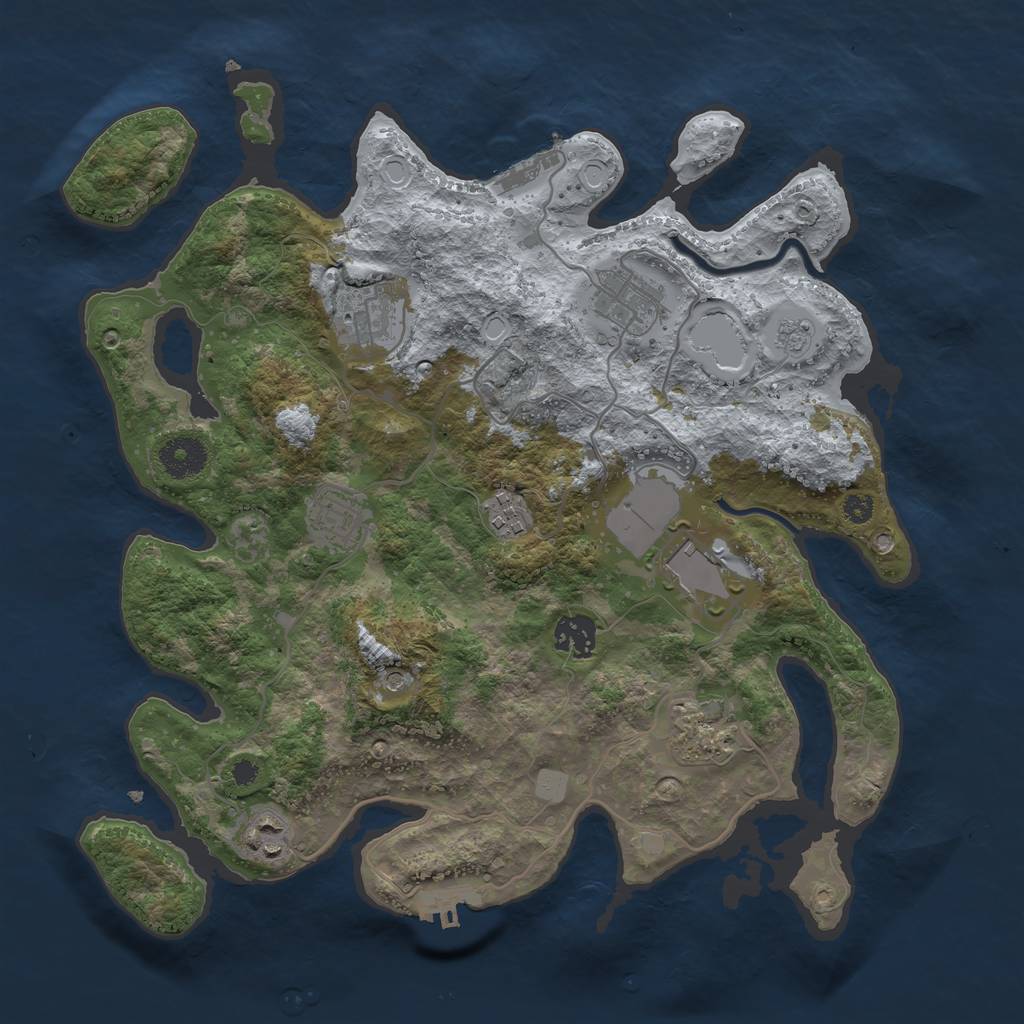 Rust Map: Procedural Map, Size: 3500, Seed: 794698361, 15 Monuments