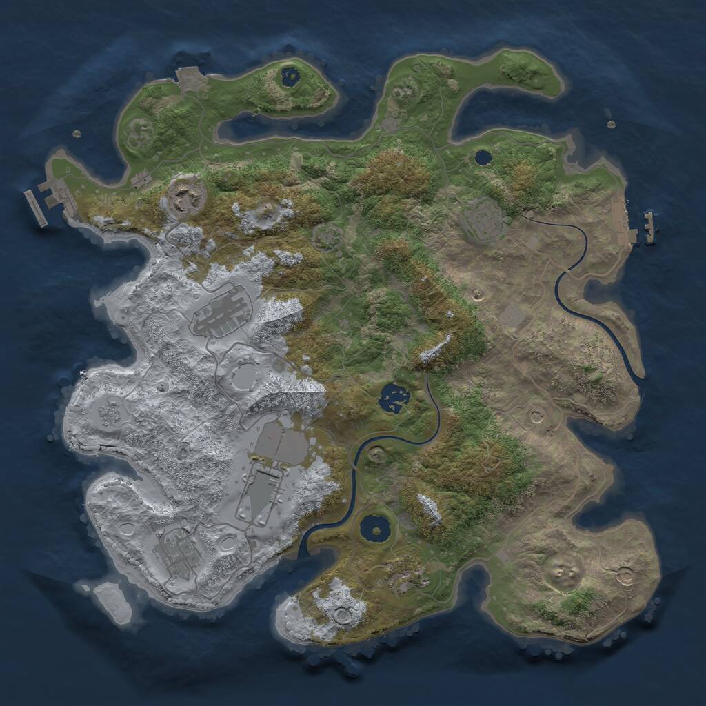 Rust Map: Procedural Map, Size: 3600, Seed: 3100515, 13 Monuments