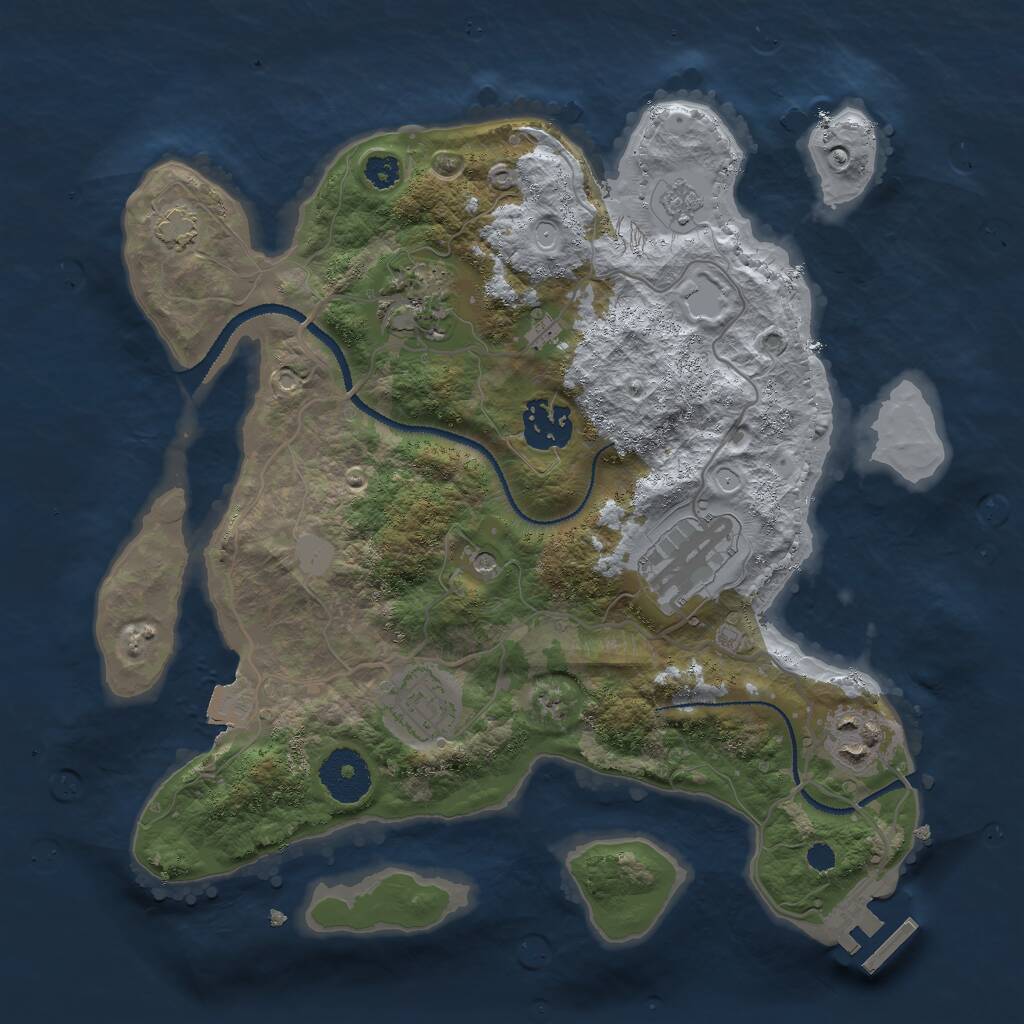 Rust Map: Procedural Map, Size: 3000, Seed: 4369, 10 Monuments