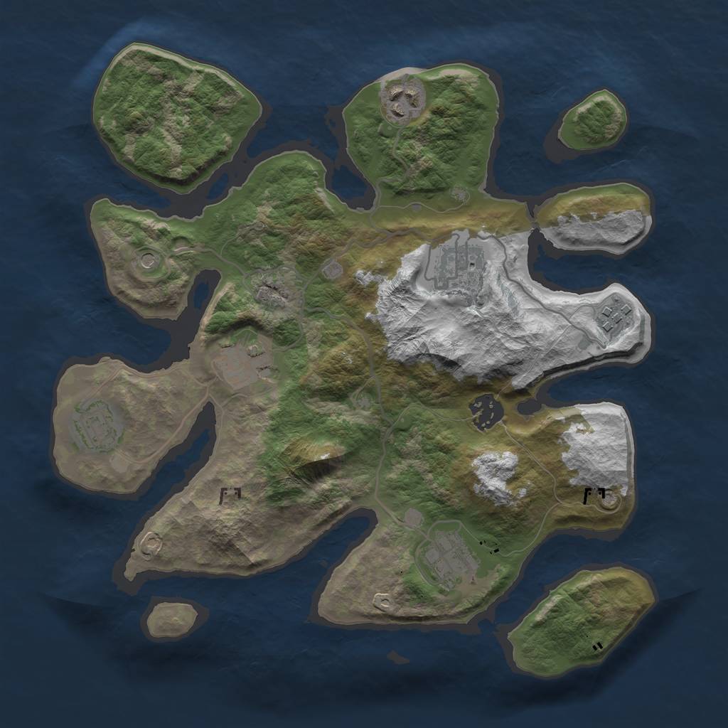 Rust Map: Barren, Size: 3200, Seed: 2327, 10 Monuments