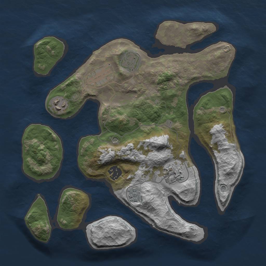 Rust Map: Barren, Size: 3000, Seed: 767198737, 9 Monuments