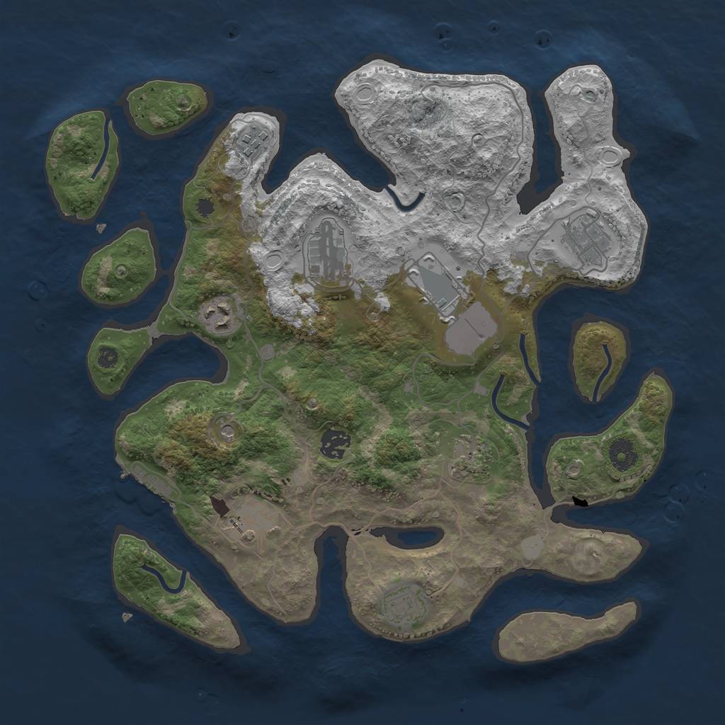 Rust Map: Procedural Map, Size: 3600, Seed: 247882655, 16 Monuments