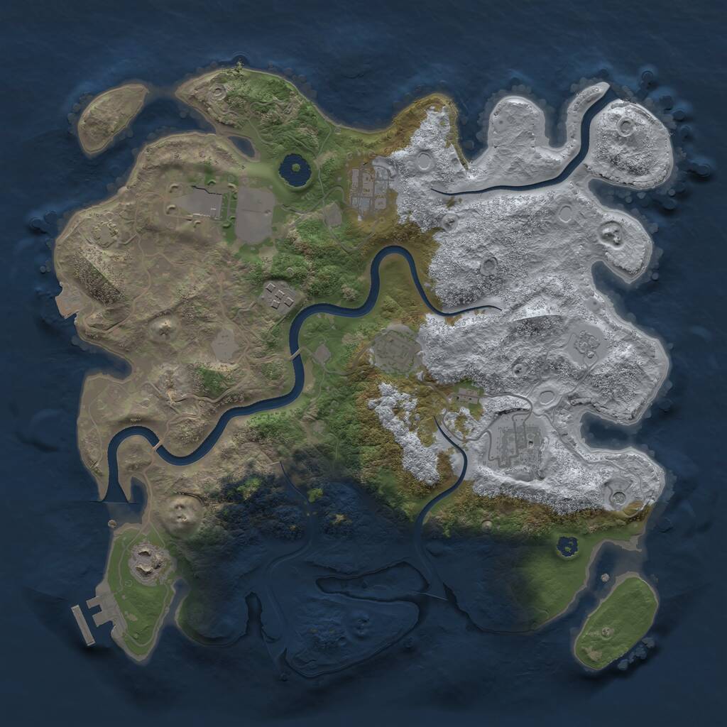 Rust Map: Procedural Map, Size: 3500, Seed: 1632947436, 11 Monuments