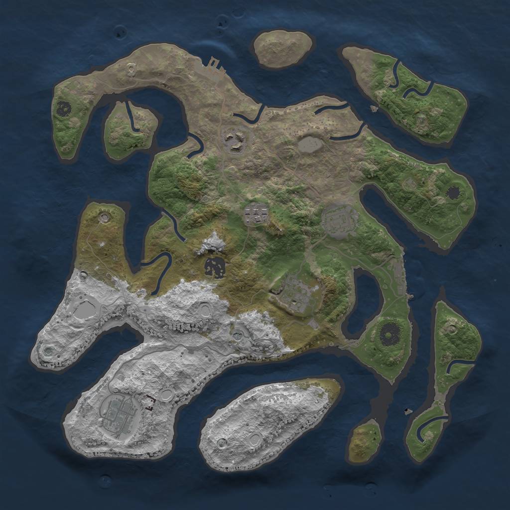 Rust Map: Procedural Map, Size: 3420, Seed: 1753243685, 14 Monuments