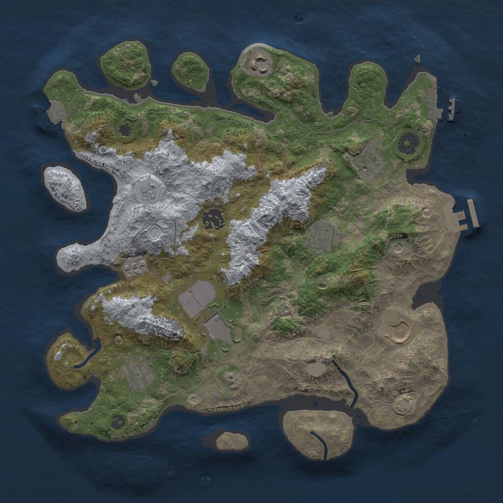 Rust Map: Procedural Map, Size: 3500, Seed: 123321, 14 Monuments