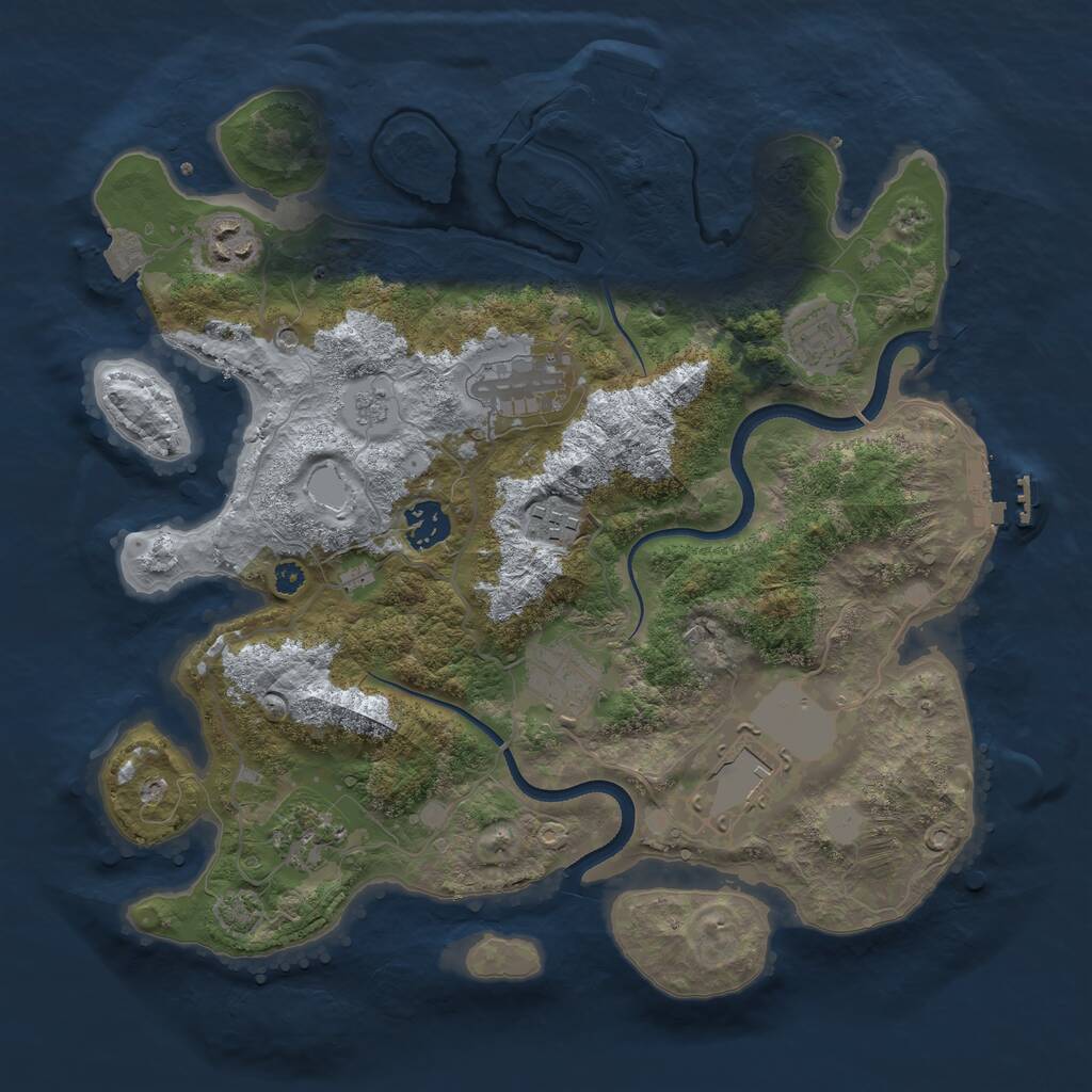 Rust Map: Procedural Map, Size: 3500, Seed: 123321, 14 Monuments