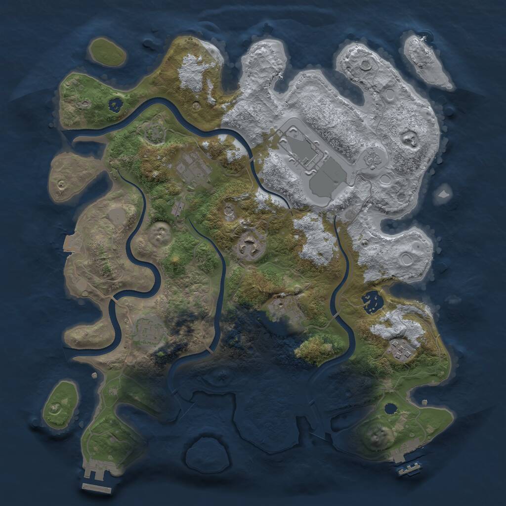 Rust Map: Procedural Map, Size: 3500, Seed: 694423396, 13 Monuments