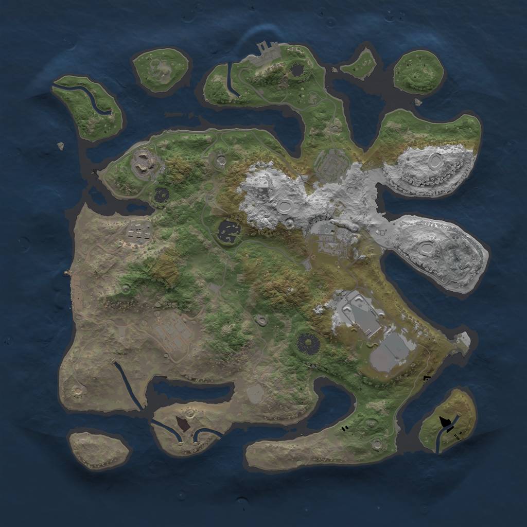 Rust Map: Procedural Map, Size: 3500, Seed: 1394057360, 15 Monuments