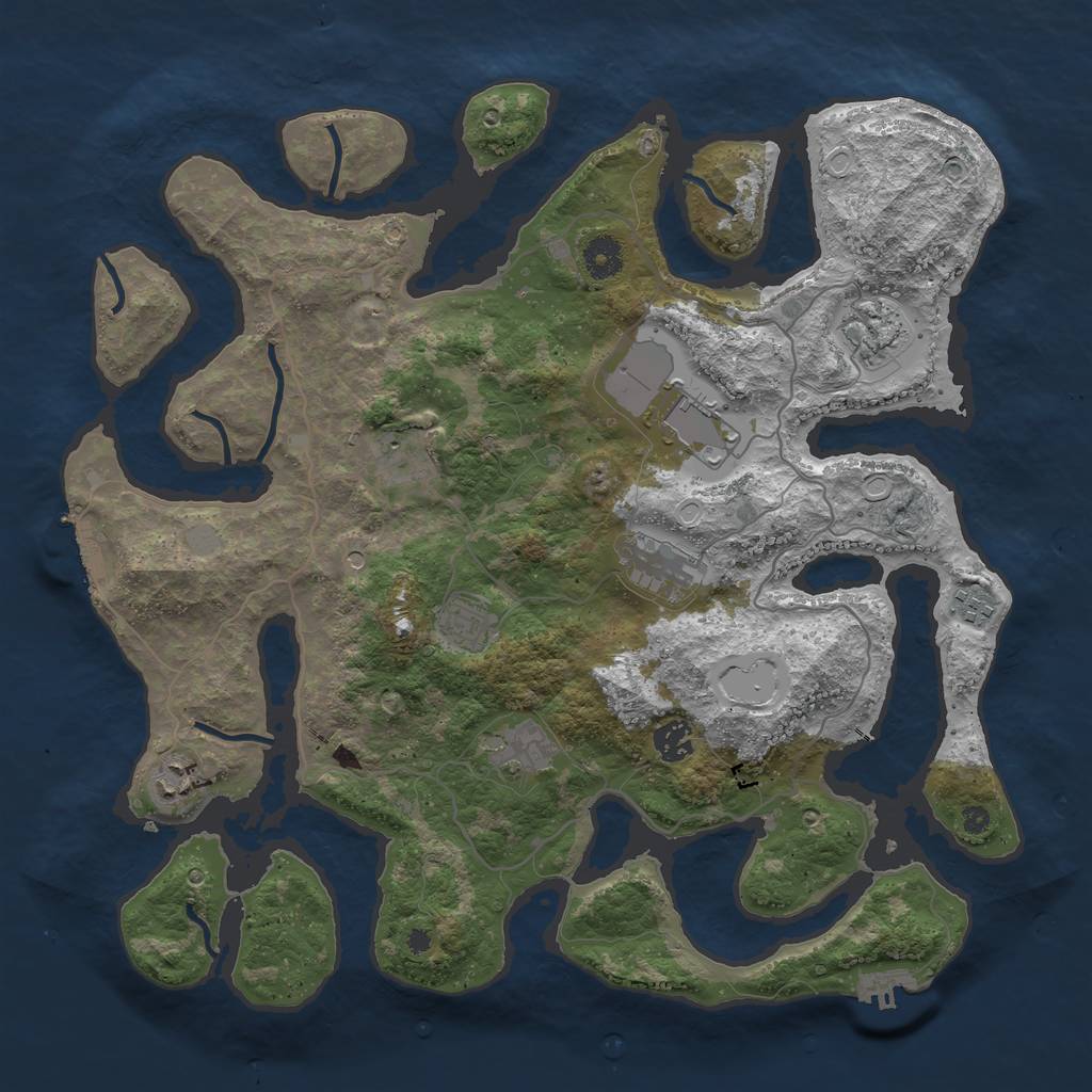 Rust Map: Procedural Map, Size: 4000, Seed: 1562554275, 17 Monuments