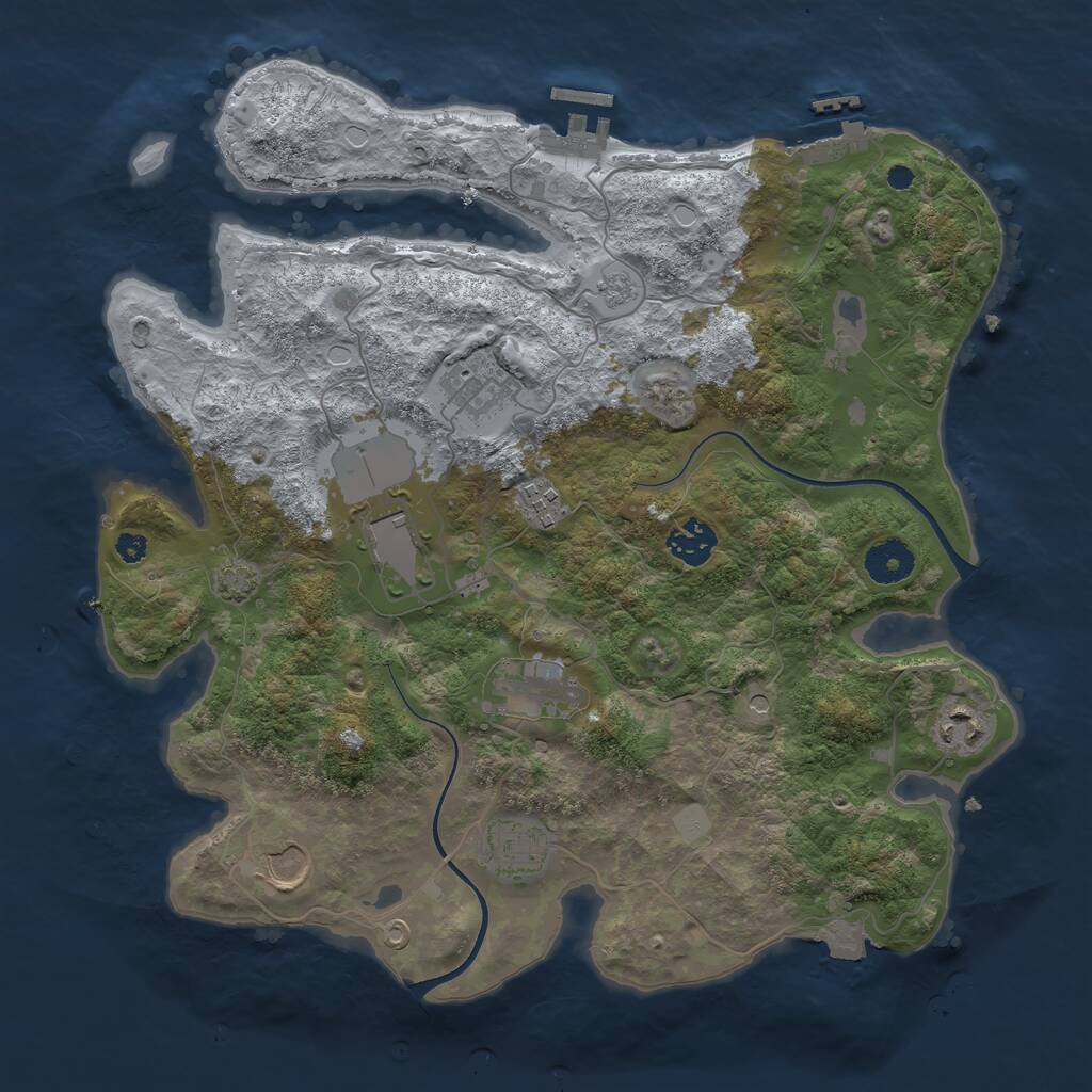 Rust Map: Procedural Map, Size: 3550, Seed: 719225, 14 Monuments