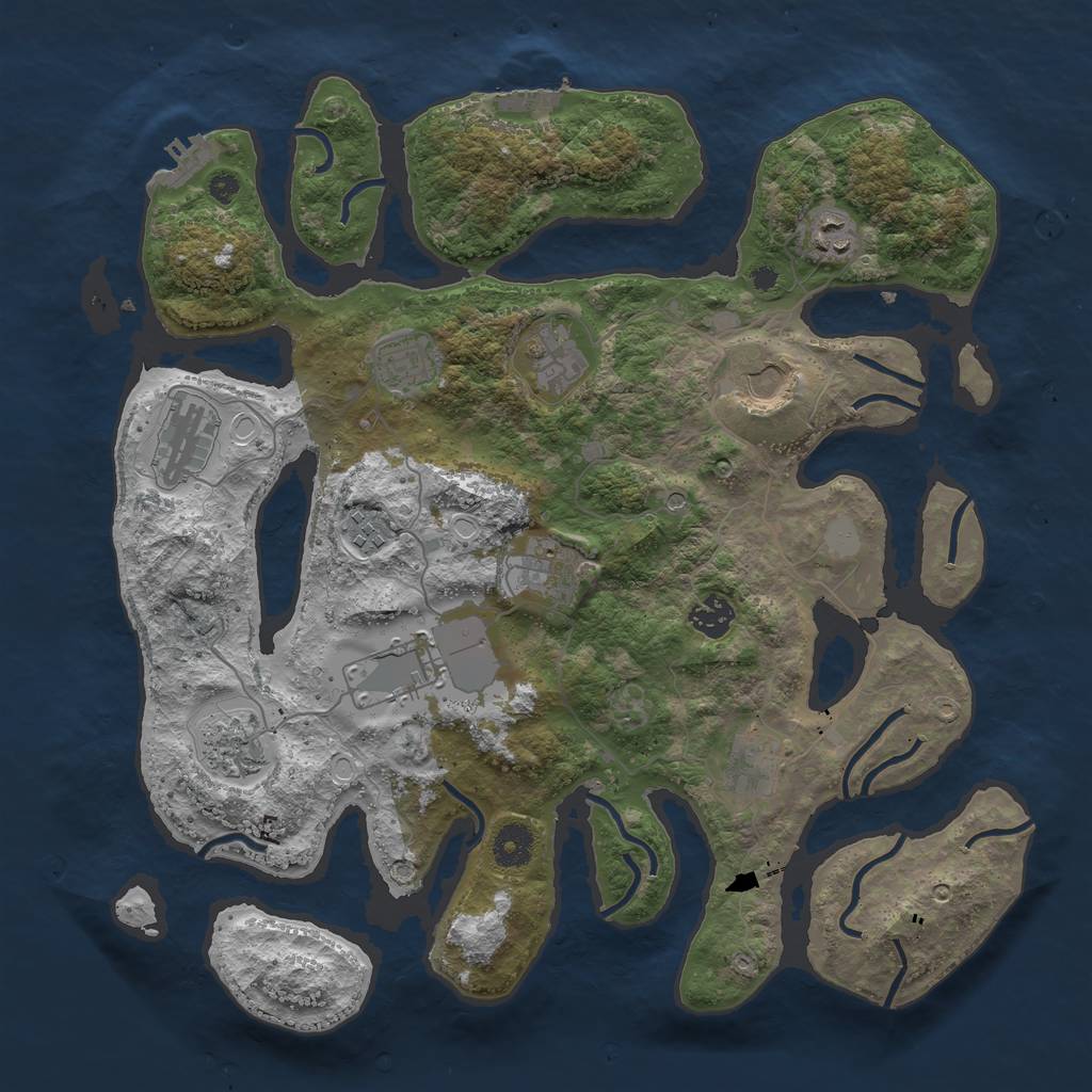 Rust Map: Procedural Map, Size: 3850, Seed: 574789782, 19 Monuments