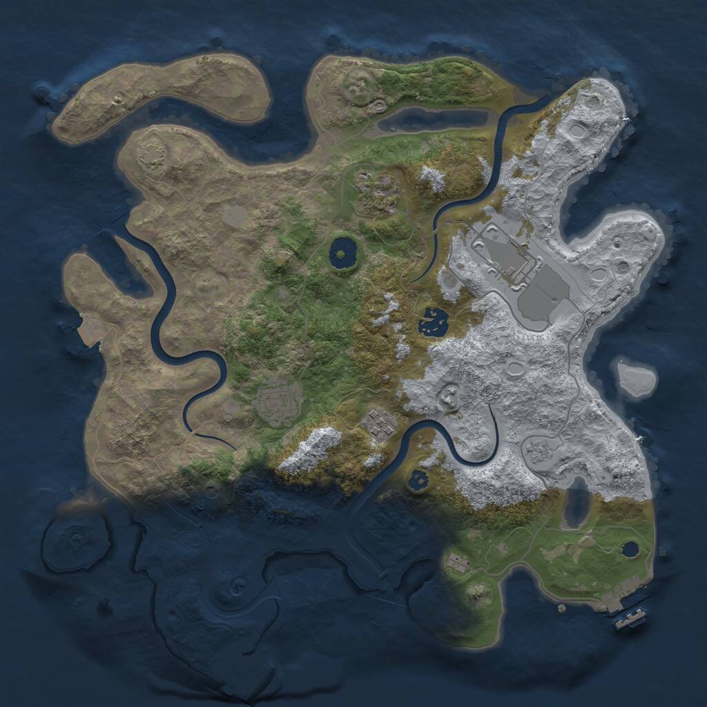 Rust Map: Procedural Map, Size: 3500, Seed: 548142352, 11 Monuments