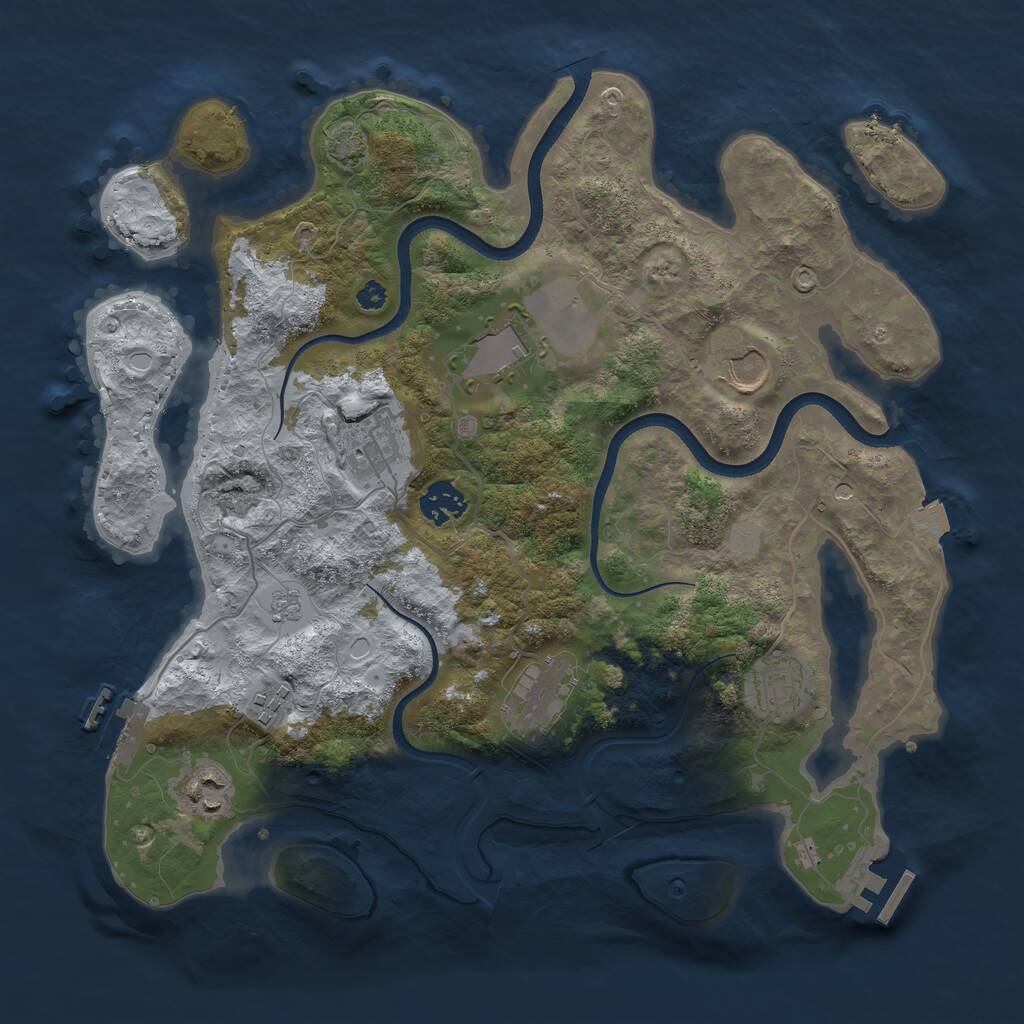 Rust Map: Procedural Map, Size: 3550, Seed: 167866, 14 Monuments