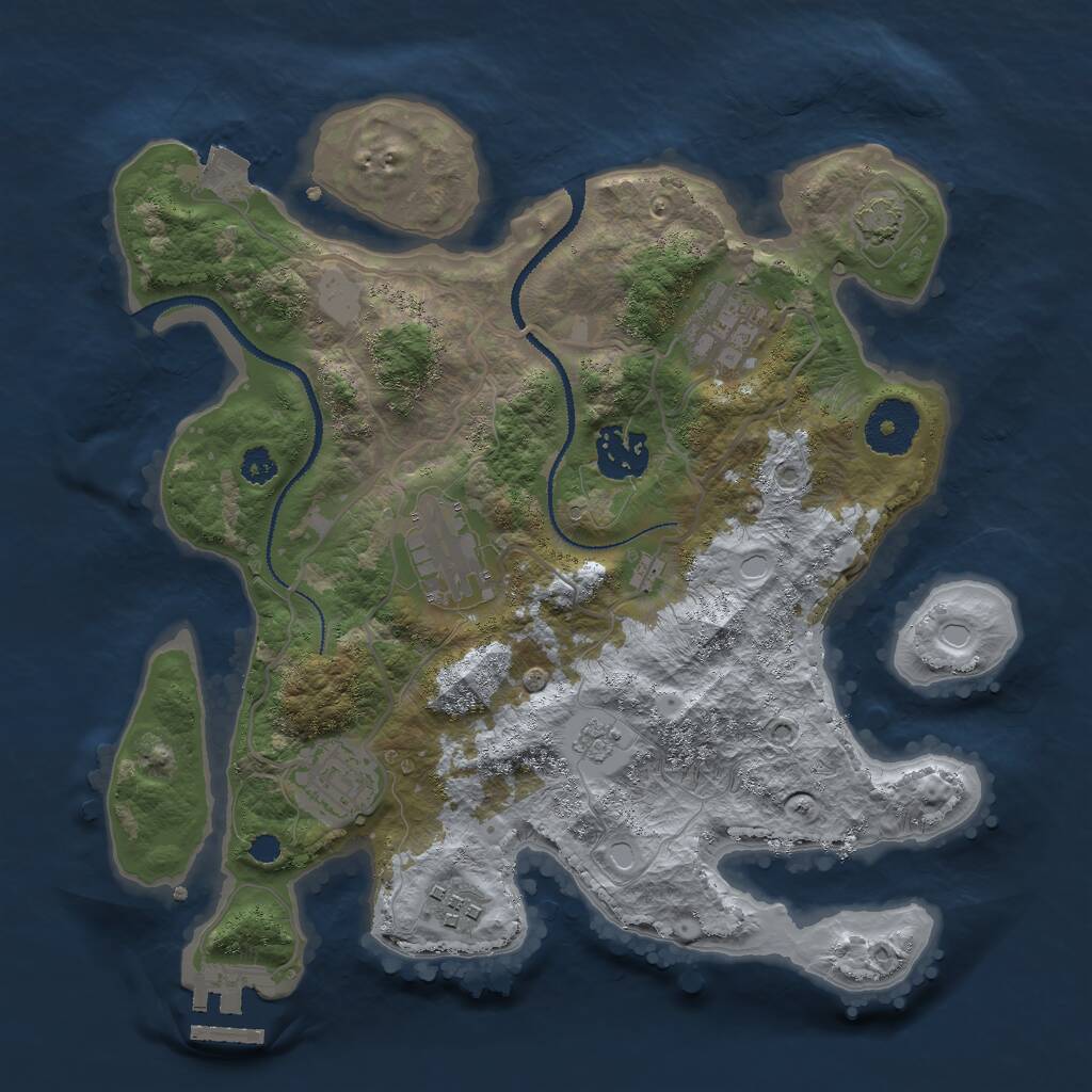 Rust Map: Procedural Map, Size: 3000, Seed: 2050973702, 9 Monuments