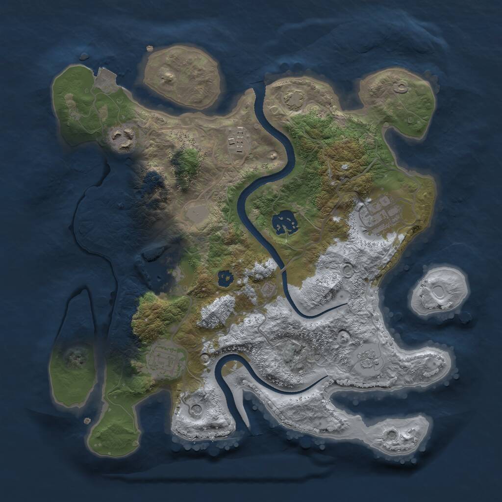 Rust Map: Procedural Map, Size: 3000, Seed: 2050973702, 10 Monuments