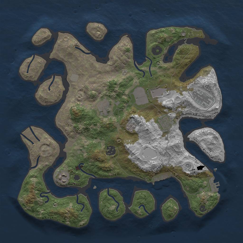 Rust Map: Procedural Map, Size: 3600, Seed: 744321, 15 Monuments