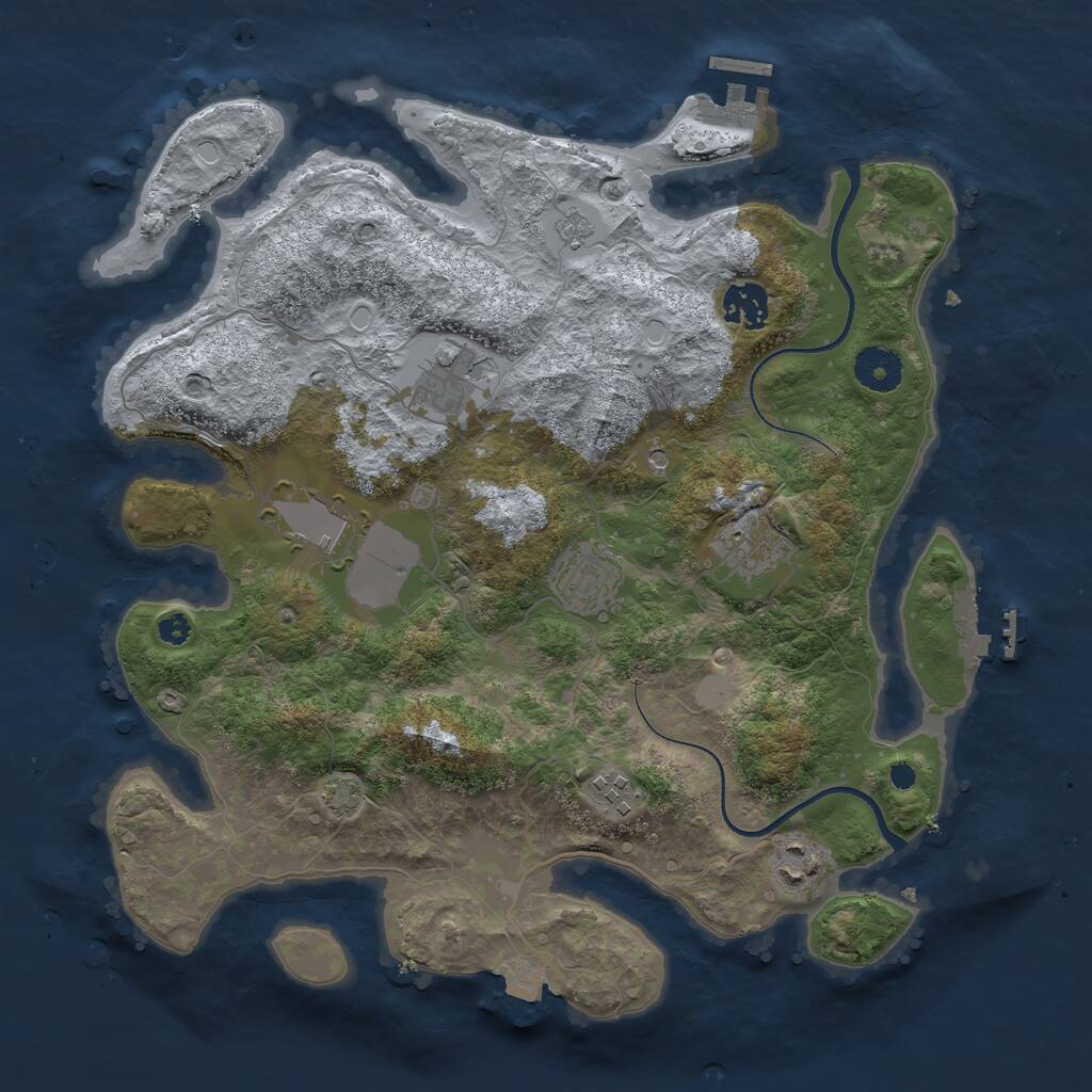 Rust Map: Procedural Map, Size: 3500, Seed: 120083486, 13 Monuments
