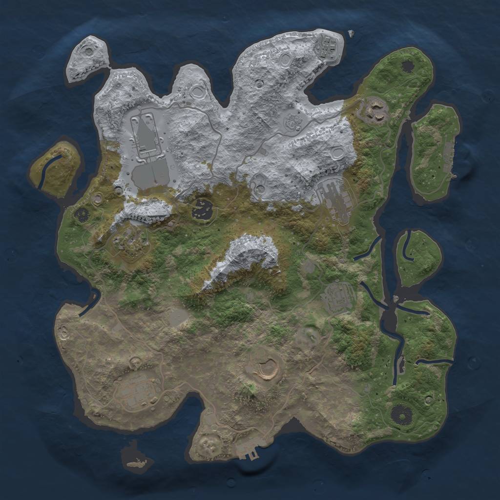 Rust Map: Procedural Map, Size: 3550, Seed: 228000, 16 Monuments