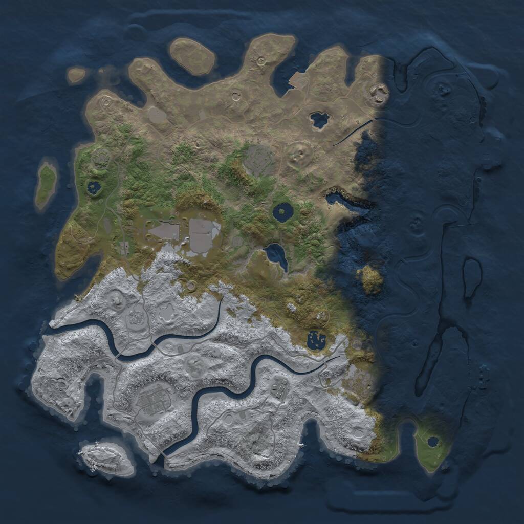 Rust Map: Procedural Map, Size: 4000, Seed: 1052404209, 13 Monuments