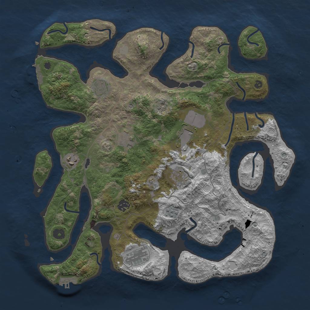 Rust Map: Procedural Map, Size: 4000, Seed: 661116567, 16 Monuments