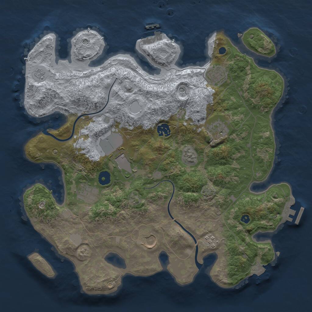 Rust Map: Procedural Map, Size: 3518, Seed: 2129001549, 13 Monuments