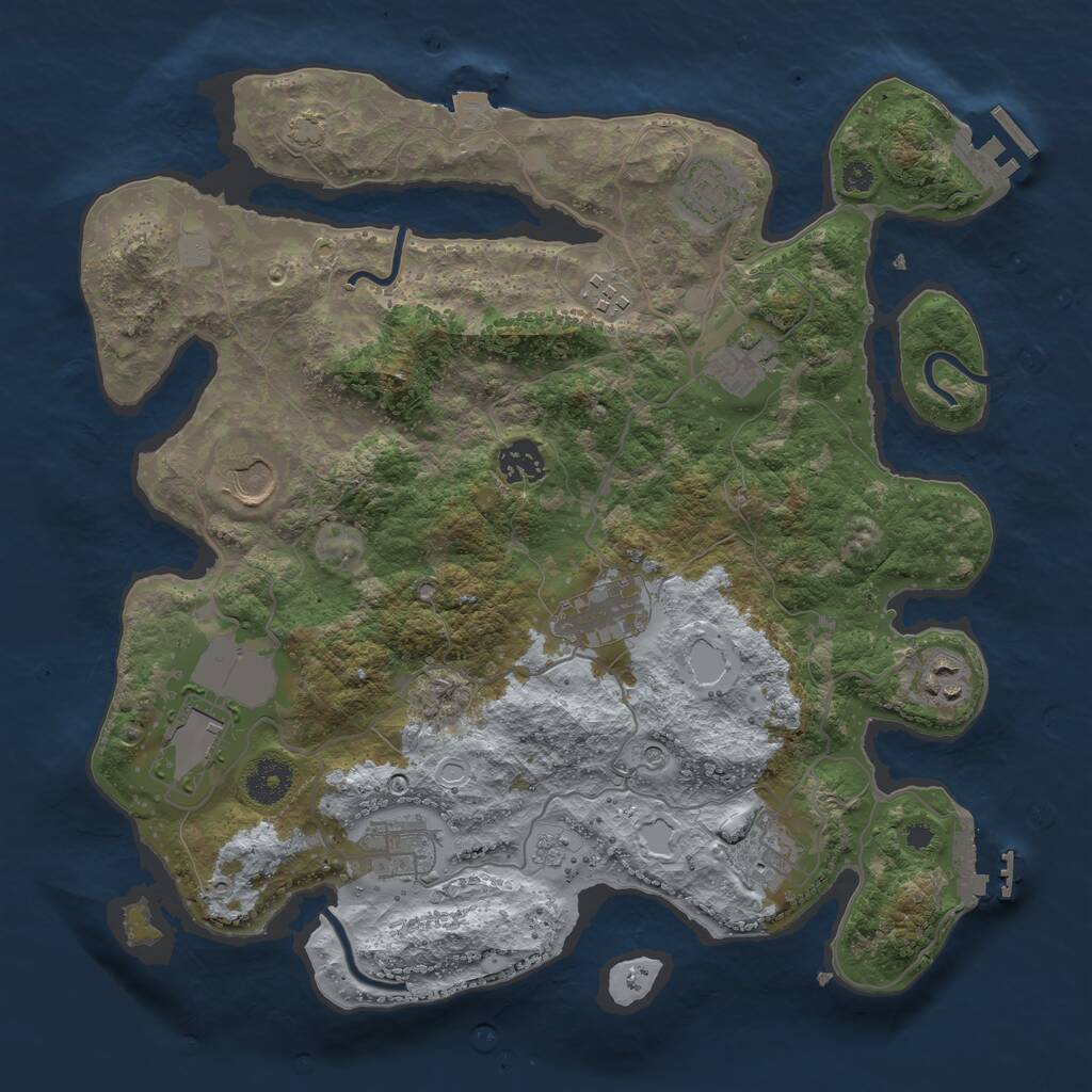 Rust Map: Procedural Map, Size: 3600, Seed: 1197731266, 16 Monuments