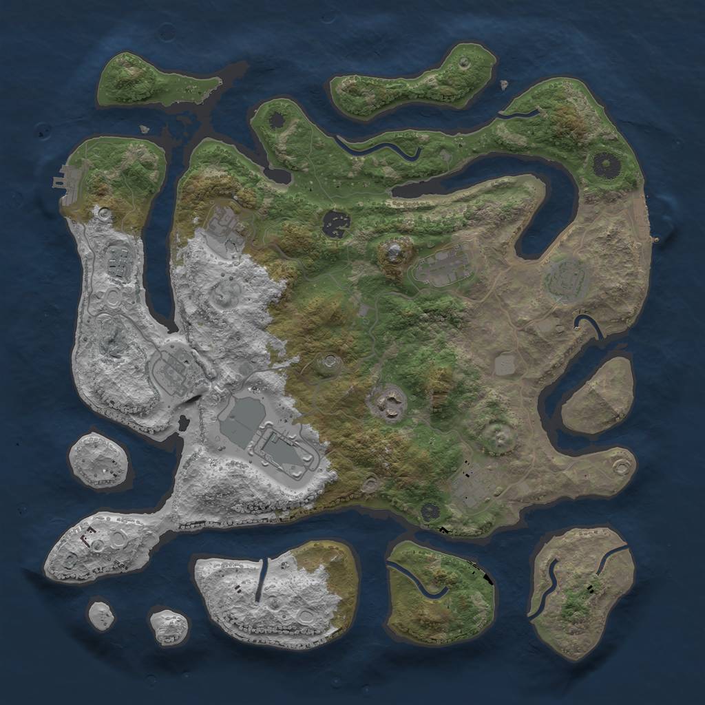 Rust Map: Procedural Map, Size: 3850, Seed: 167013, 17 Monuments