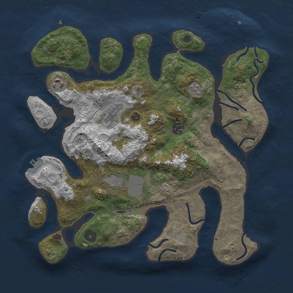 Rust Map: Procedural Map, Size: 3550, Seed: 165104, 12 Monuments