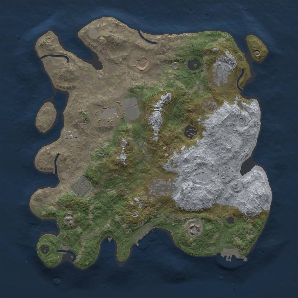 Rust Map: Procedural Map, Size: 3500, Seed: 1990713577, 15 Monuments