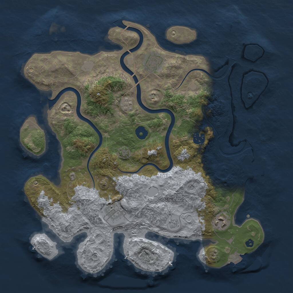 Rust Map: Procedural Map, Size: 3500, Seed: 6842021, 10 Monuments