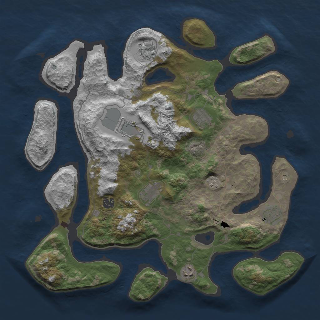 Rust Map: Barren, Size: 4000, Seed: 1495070931, 11 Monuments