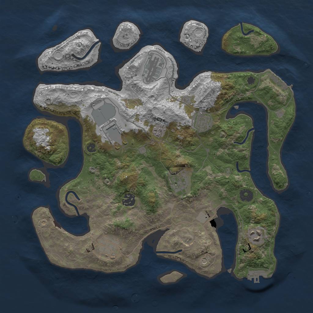 Rust Map: Procedural Map, Size: 3500, Seed: 966875482, 16 Monuments