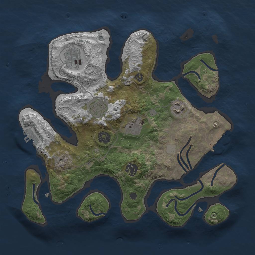 Rust Map: Procedural Map, Size: 3000, Seed: 42069666, 12 Monuments