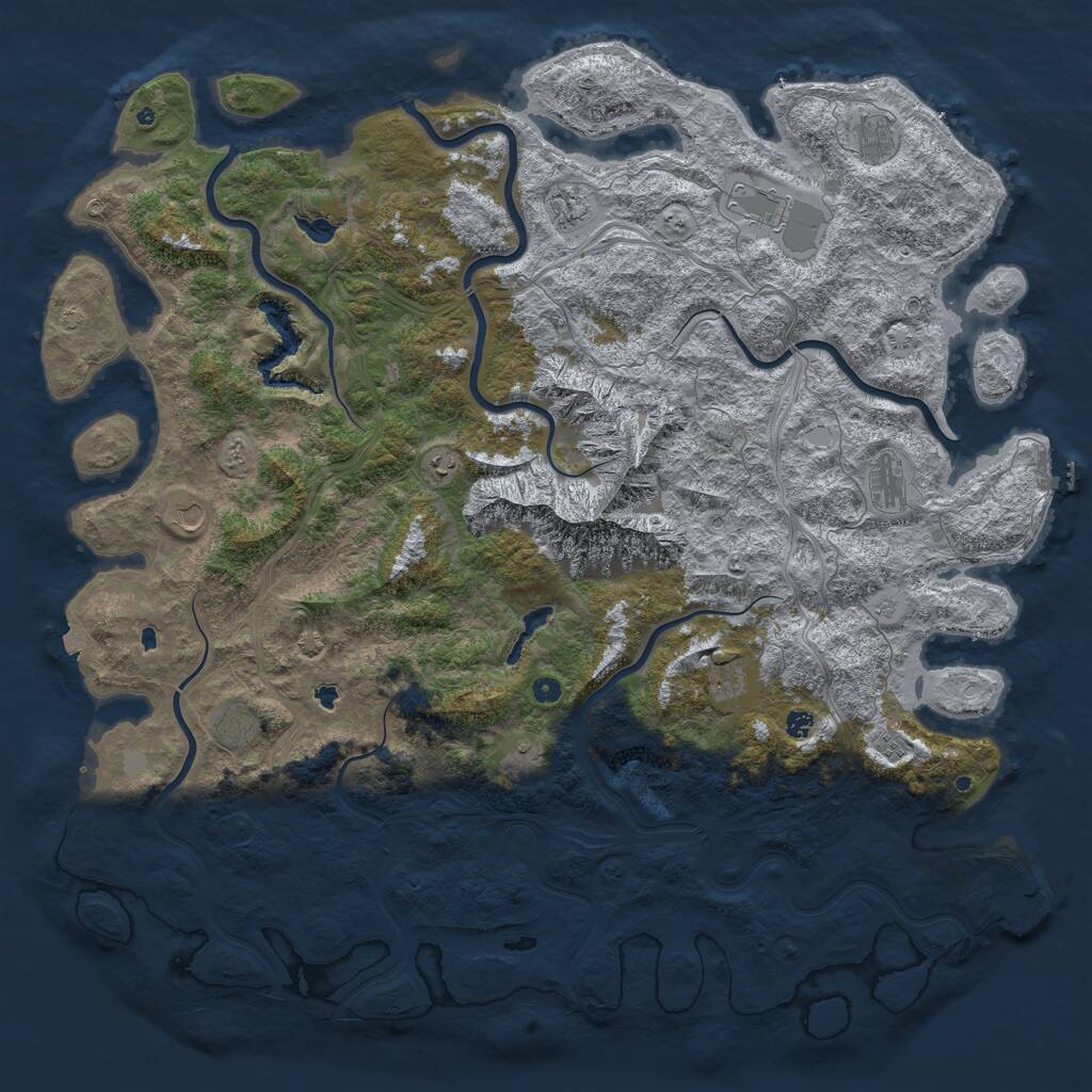 Rust Map: Procedural Map, Size: 6000, Seed: 2052881606, 17 Monuments