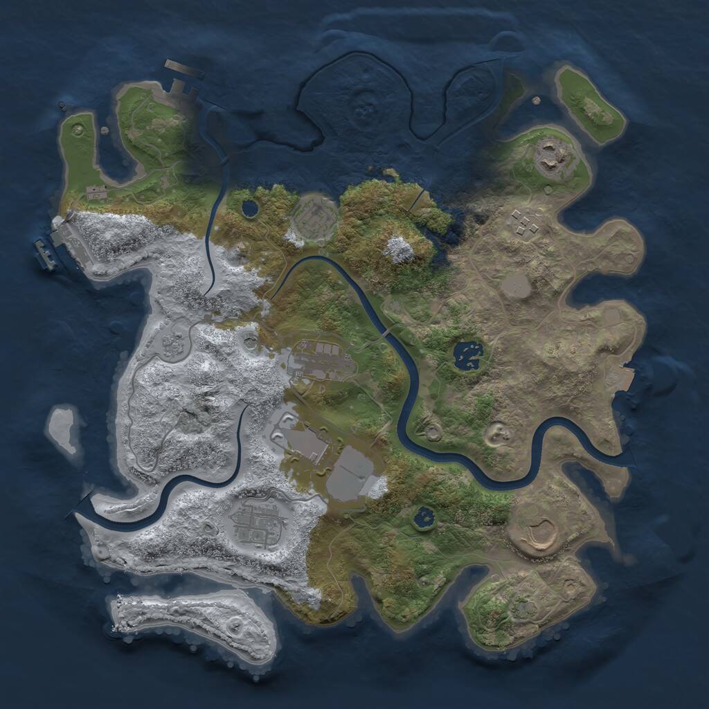 Rust Map: Procedural Map, Size: 3500, Seed: 7520, 14 Monuments