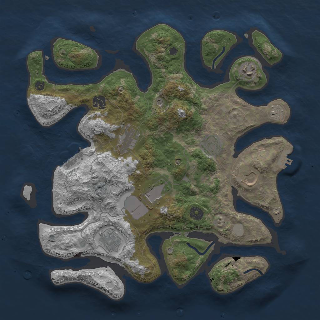 Rust Map: Procedural Map, Size: 3500, Seed: 7520, 16 Monuments