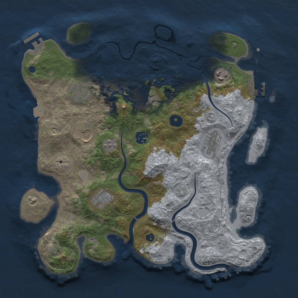 Rust Map: Procedural Map, Size: 3530, Seed: 1386078980, 14 Monuments
