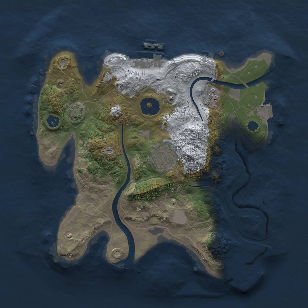 Rust Map: Procedural Map, Size: 2500, Seed: 2356, 6 Monuments