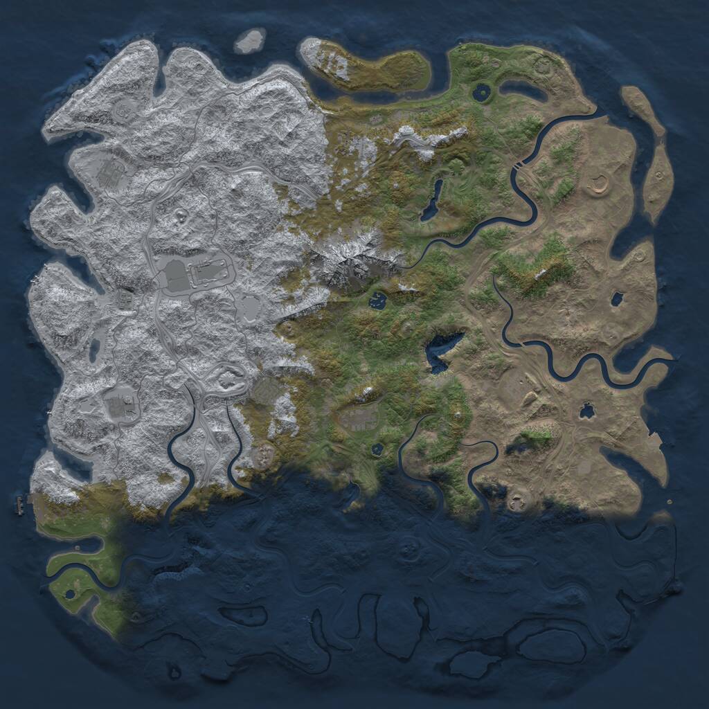 Rust Map: Procedural Map, Size: 6000, Seed: 11040516, 17 Monuments