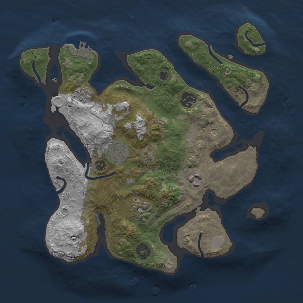 Rust Map: Procedural Map, Size: 3000, Seed: 23456, 12 Monuments