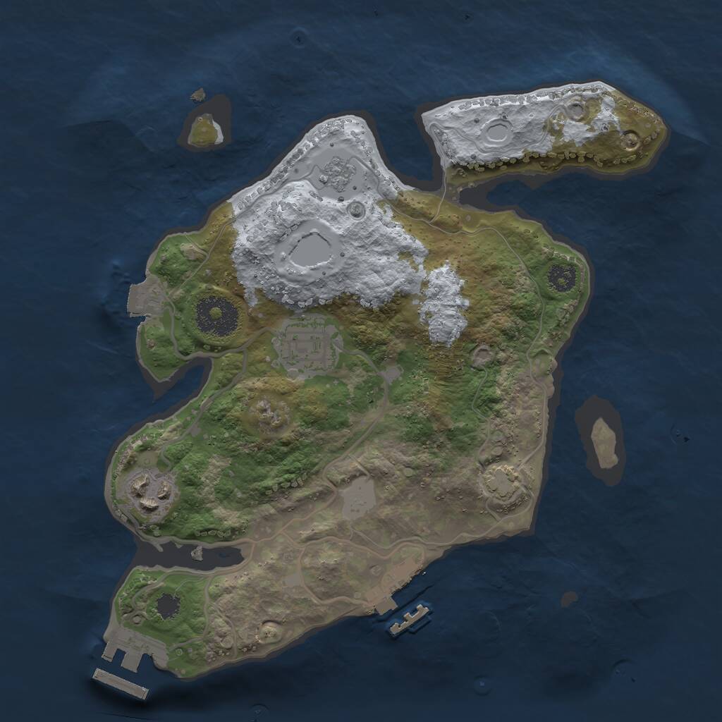 Rust Map: Procedural Map, Size: 2570, Seed: 35453635, 7 Monuments
