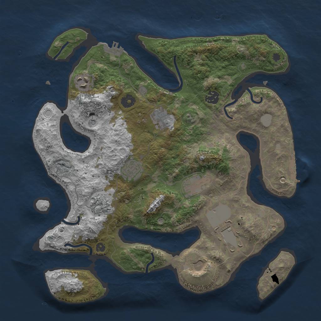 Rust Map: Procedural Map, Size: 3500, Seed: 714654521, 16 Monuments