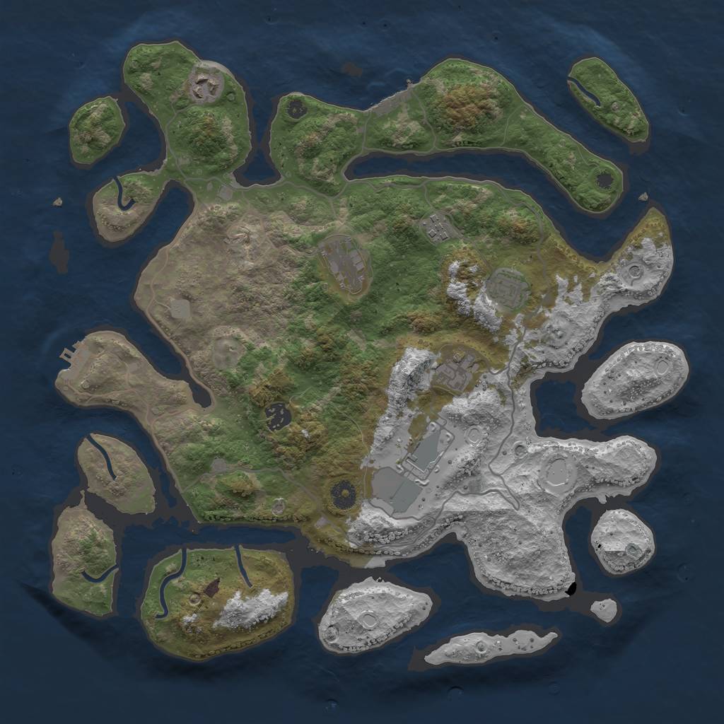 Rust Map: Procedural Map, Size: 4000, Seed: 335854, 15 Monuments
