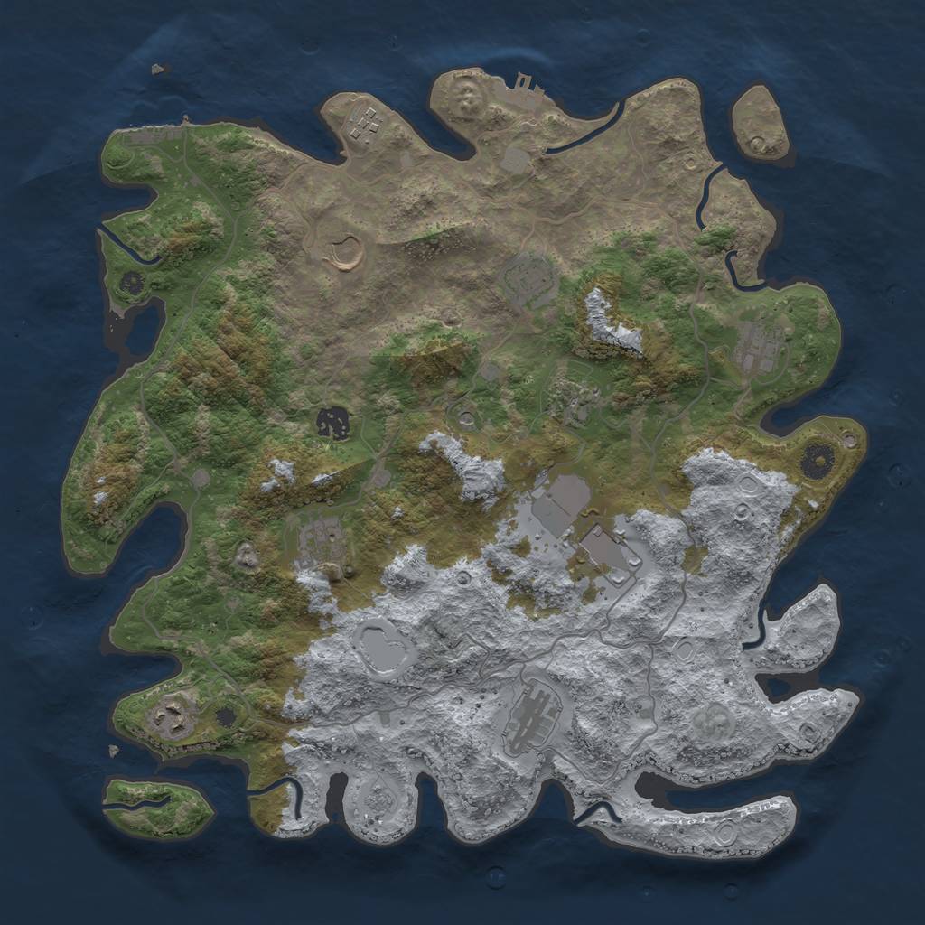 Rust Map: Procedural Map, Size: 4000, Seed: 1653743441, 17 Monuments