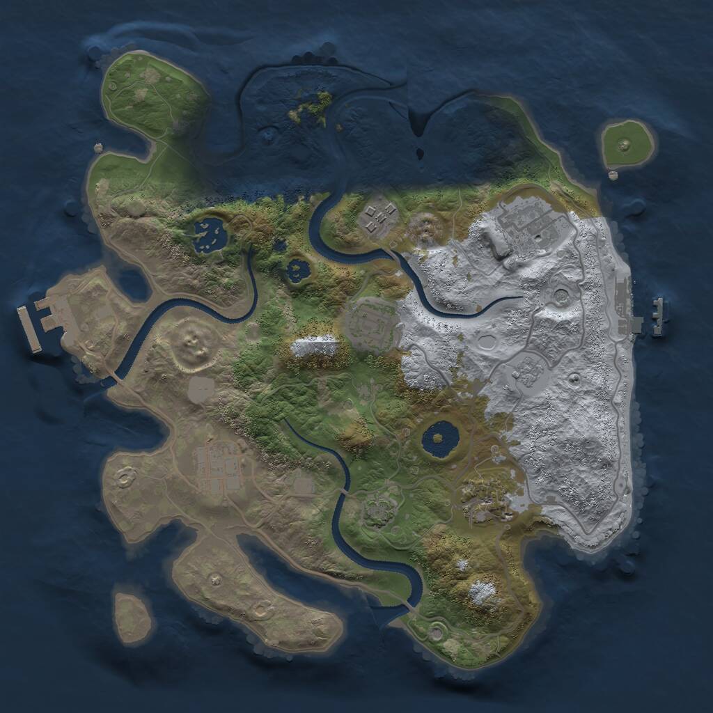 Rust Map: Procedural Map, Size: 3000, Seed: 205918383, 12 Monuments